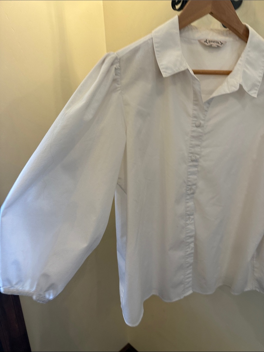 Nanette Lepore White Puff Sleeve Button-Front Top